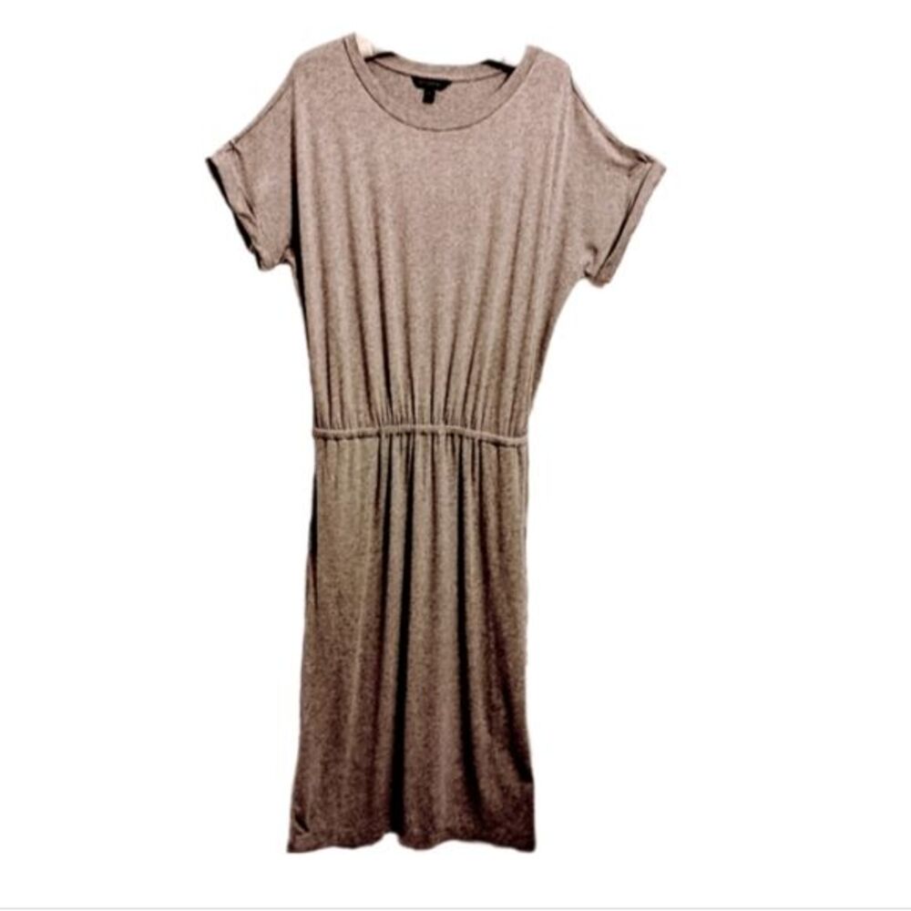 Banana Republic Gray Elastic Waist Side Slit Maxi Shirt Dress SKUW276